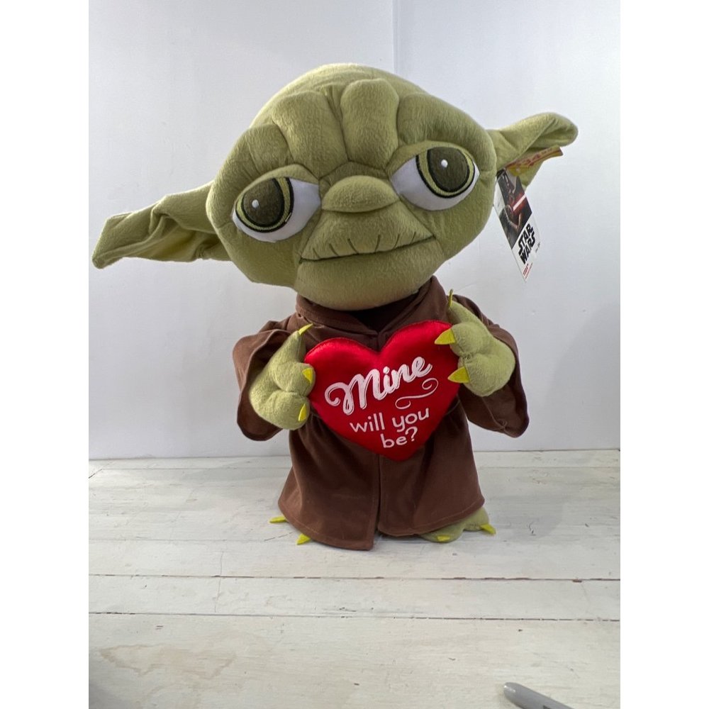 STAR WARS Large Stuffed Plush, YODA “Mine will you be?” Valentine, NWT